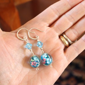 Blue earrings in genuine 925 silver and Murano glass image 5