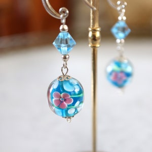 Blue earrings in genuine 925 silver and Murano glass image 8