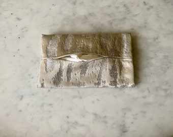 Silver fabric tissue pouch