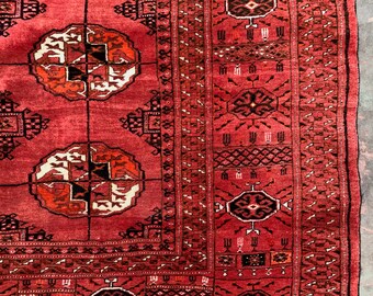 Antique Turkmen Tekke Main Carpet, 280x230 Cm Turkoman Bokhara Red