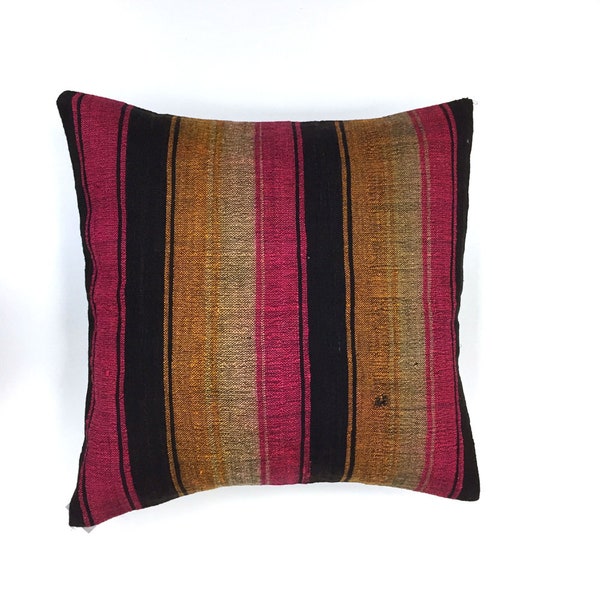 Turc Kilim Cushion 50x50cm Kelim Pillow Vintage Pure Wool Handwoven