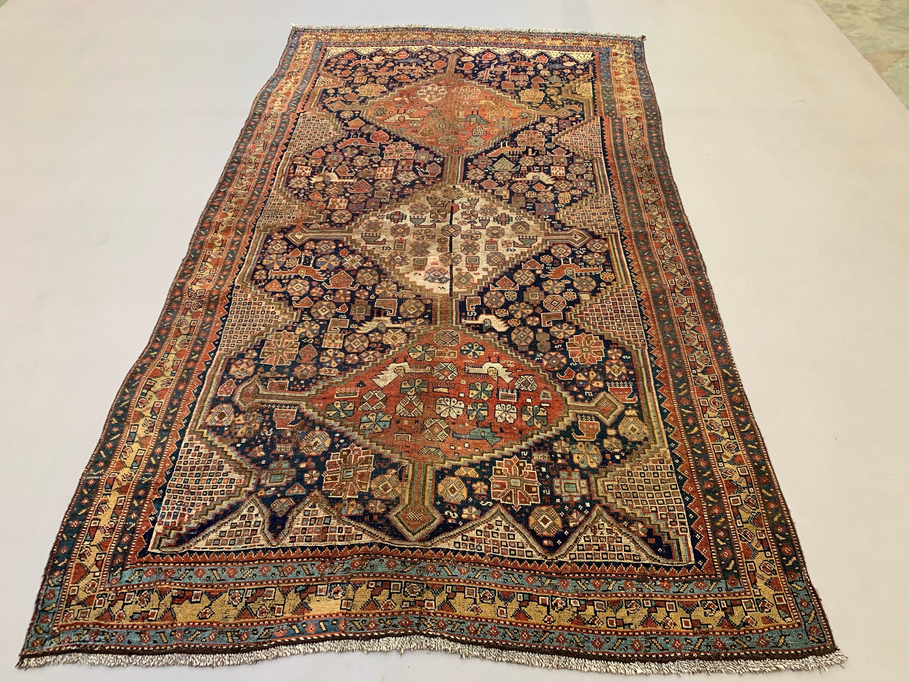 Antique Tribal Qashqai Rug 275x157 Cm, Medium, Oriental Carpet