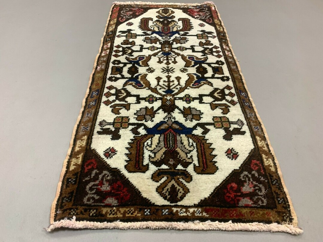 Small Vintage Turkish Rug 95x45 Cm, Short Runner, Tribal