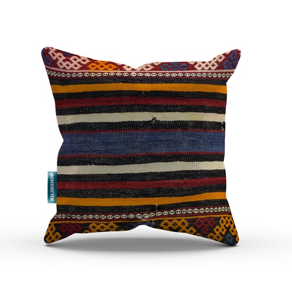 Coussin Kilim turc 50x50cm Kelim Pillow vintage Pure Wool Handwoven