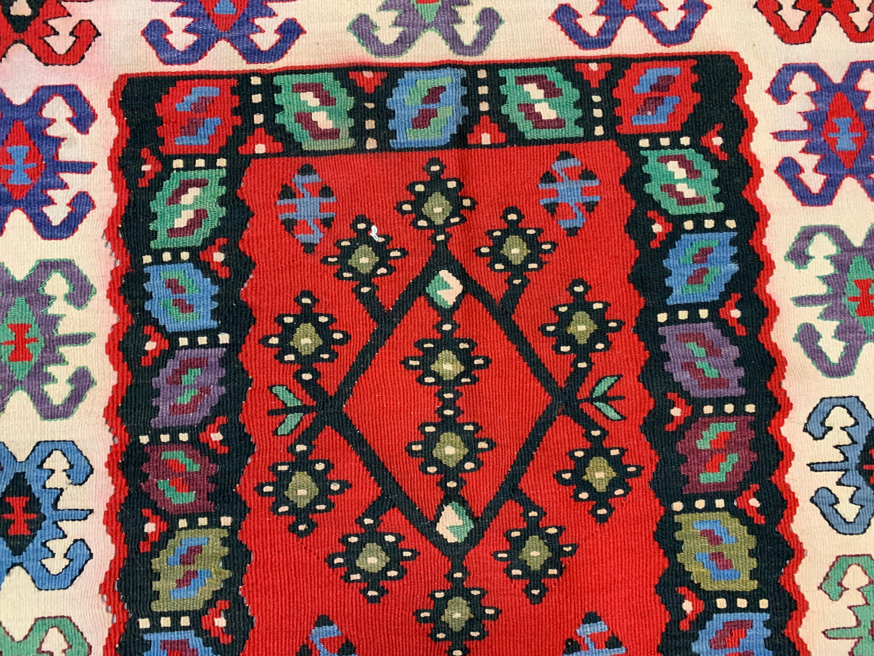 Pirot Rug Pattern Vintage Turkish Kilim, Serbian Pirot Kelim Rug Shabby Wool 200x100 Cm ...