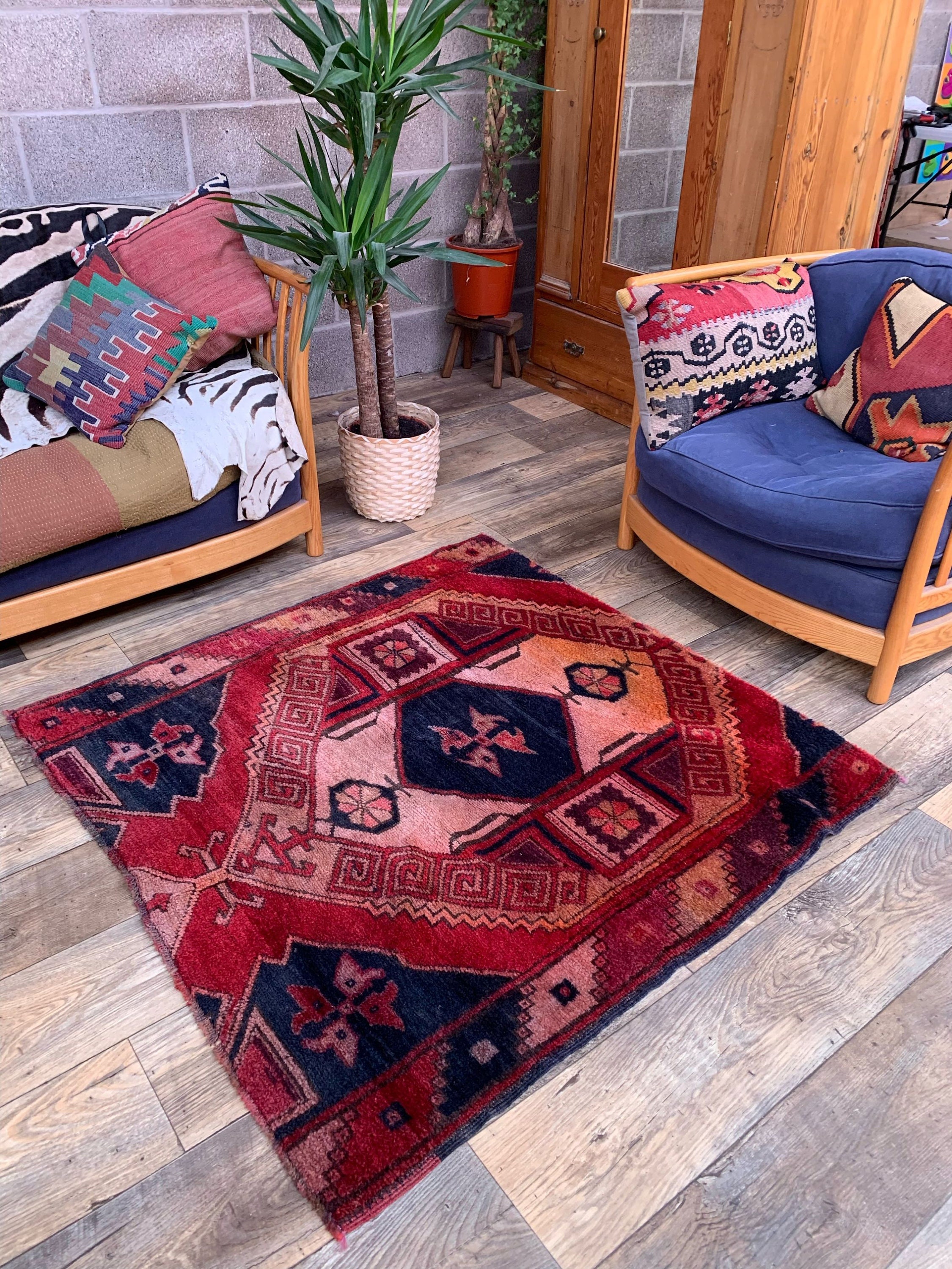 80.5×132\"Capricious” ViNTAGE TURKiSH RUG 9x11 Ft Large Unique 1990's Turkish Rug, Hand Knotted