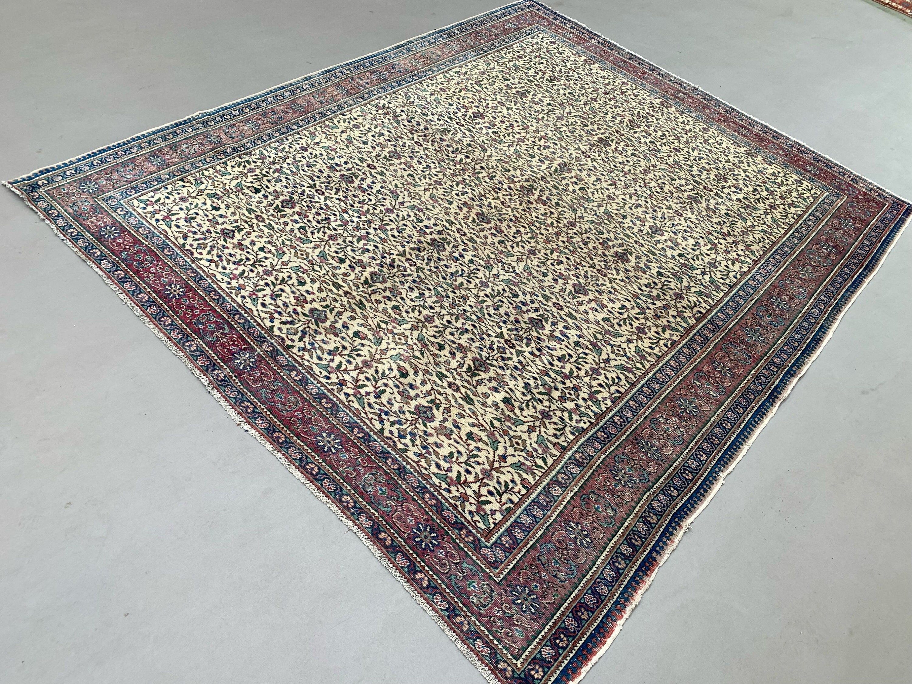 Vintage Turkish Rug 237x198 Cm, Tribal Wool Carpet Large - Etsy