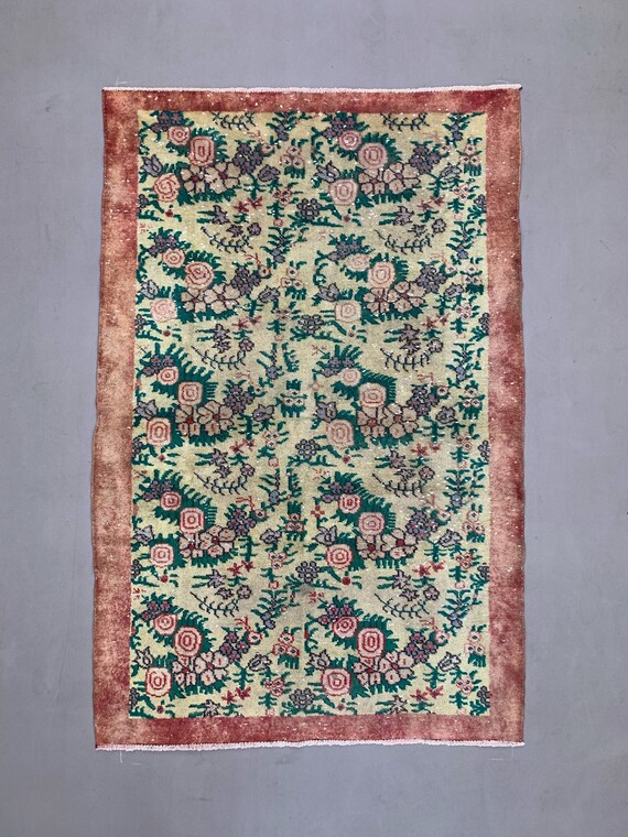 ヴィンテージ トルコ ラグ 206 x 135 cm シャビー アンティーク