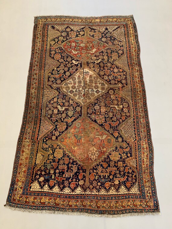 Antique Tribal Qashqai Rug 275x157 Cm, Medium, Oriental Carpet