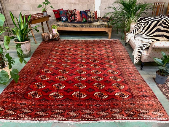 ラグ・カーペット Turkmen small rug Antique Turkmen Tekke Main Carpet, 280x230 Cm Turkoman Bokhara Red