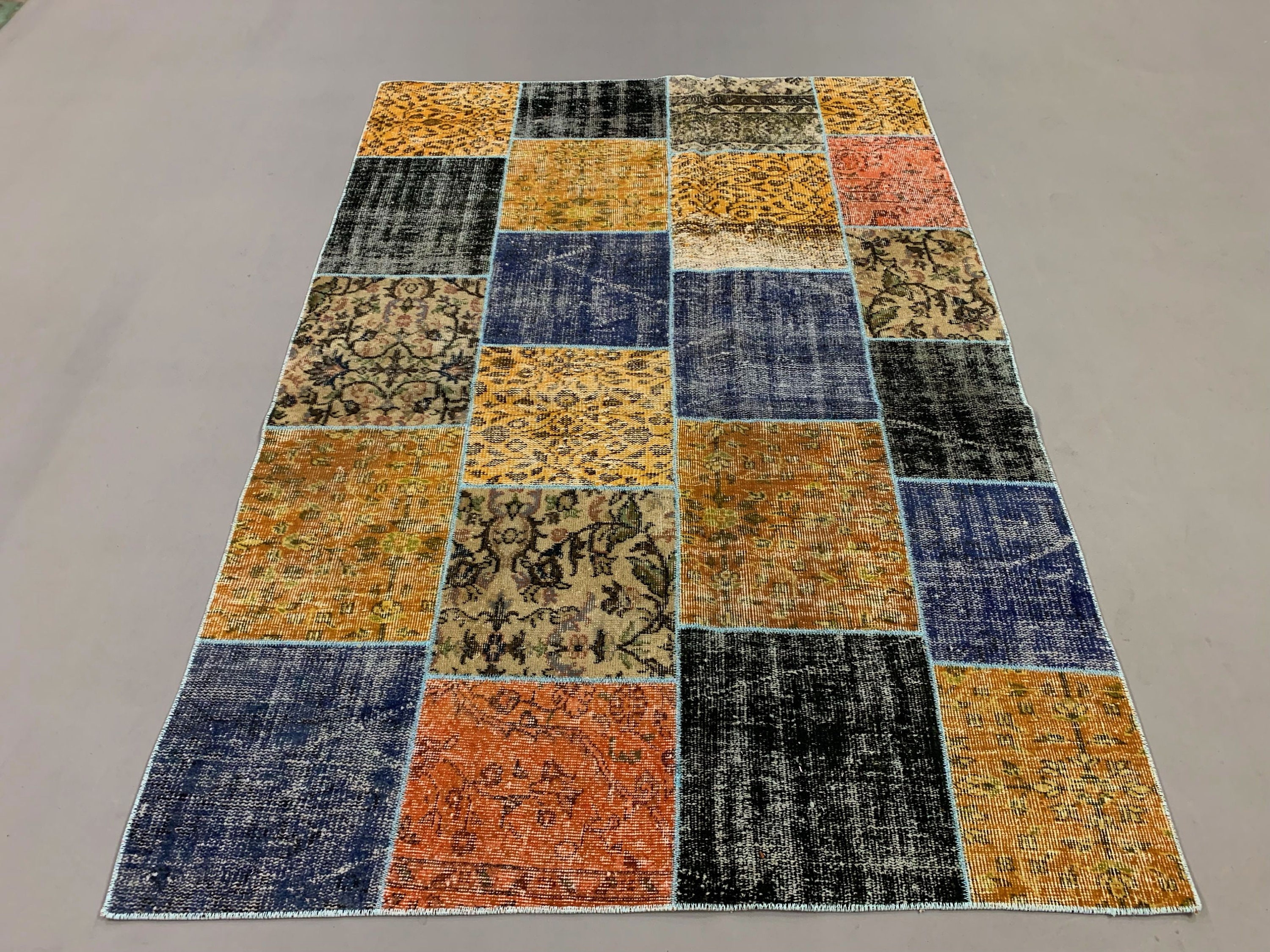 52.5×185.5 Patchwork ViNTAGE TURKiSH RUG Turkish Vintage Worn Patchwork Area Rug,kitchen Rug,hall Rug