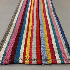 Old Turkish narrow Kilim Runner 243x45 cm, shabby chic, vintage kelim MultiColor