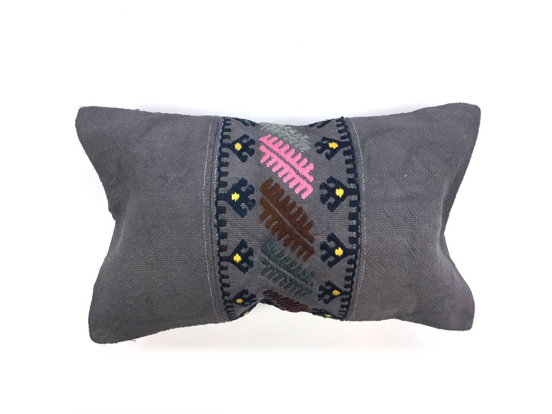 Handmade Kilim Cushion Cover, 50x30 Cm, 20x12 in Antique Vintage Boho