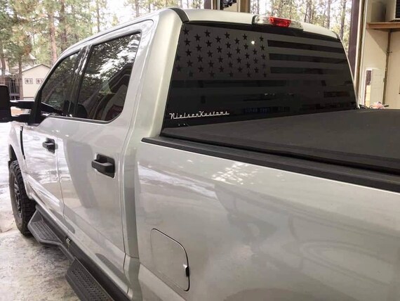 Matte Black 4.5/" x 8/" V2 Set of 2 pc American Flag Decal Distressed Military