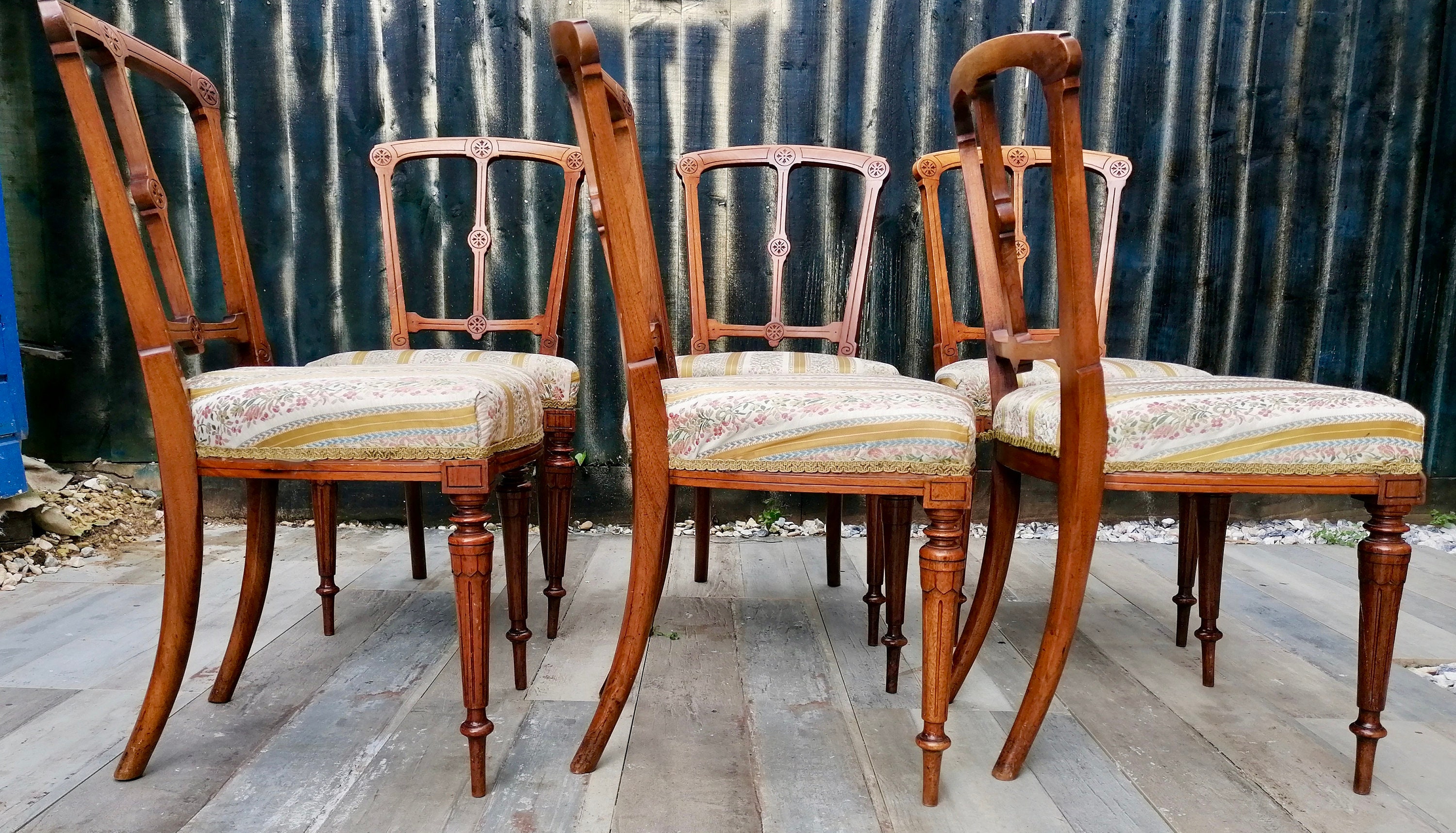 Stunning set of Six Antique Walnut Dining Chairs Etsy