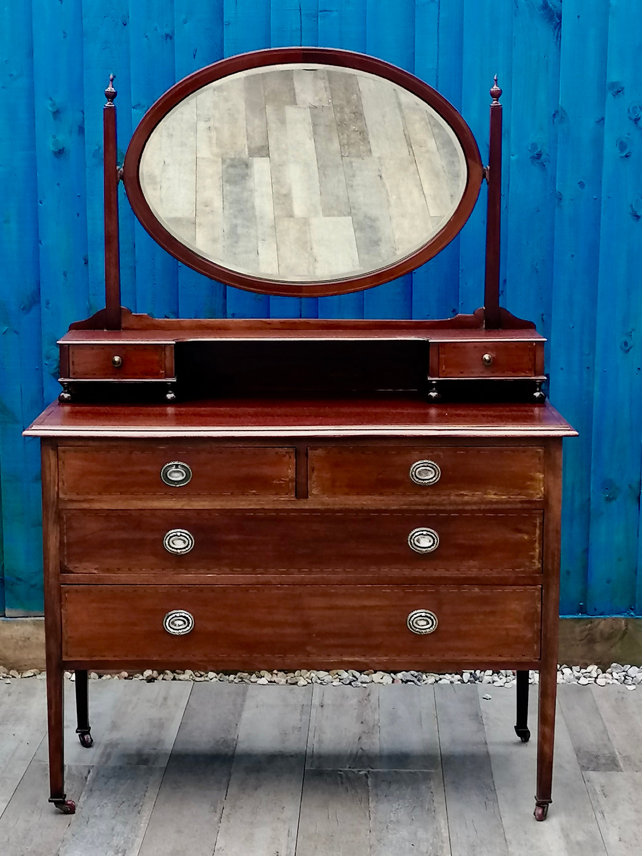 An Edwardian Mahogany Dresser with Inlaid Boxwood Parquetry Etsy