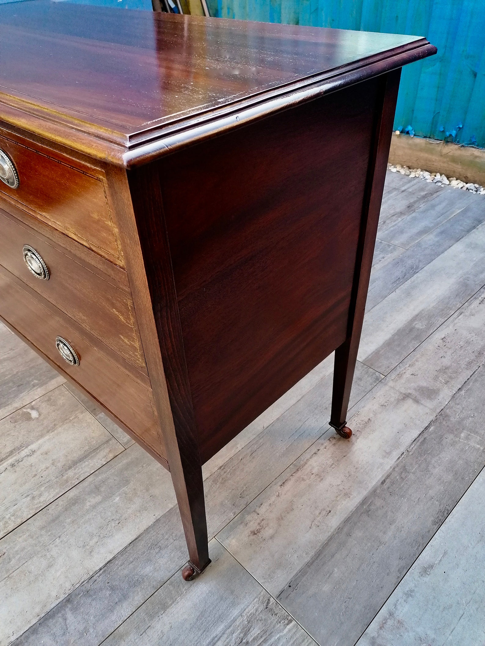An Edwardian Mahogany Dresser with Inlaid Boxwood Parquetry Etsy