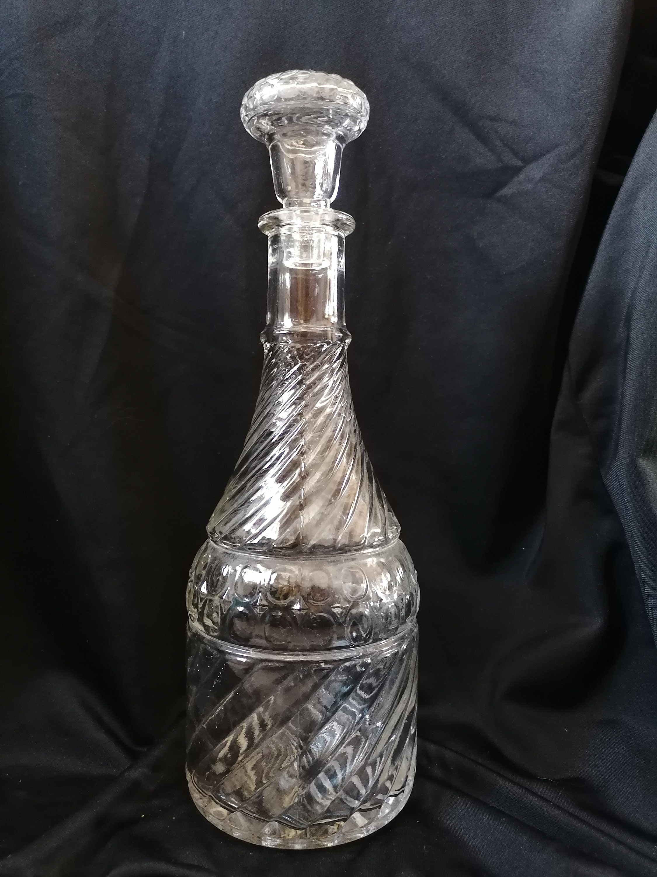 Vintage Cut Glass Decanter Swirl Stopper and Stuning Design Etsy