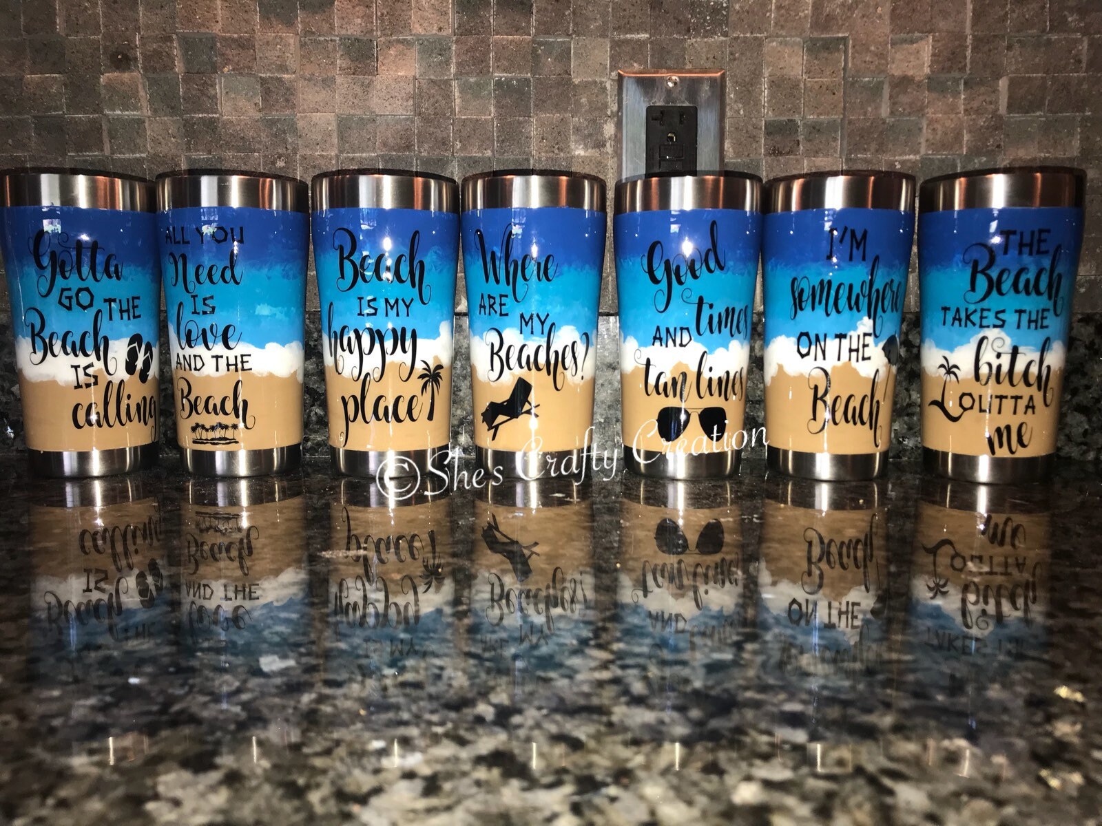 Hand Painted Beach Themed Tumblers Etsy