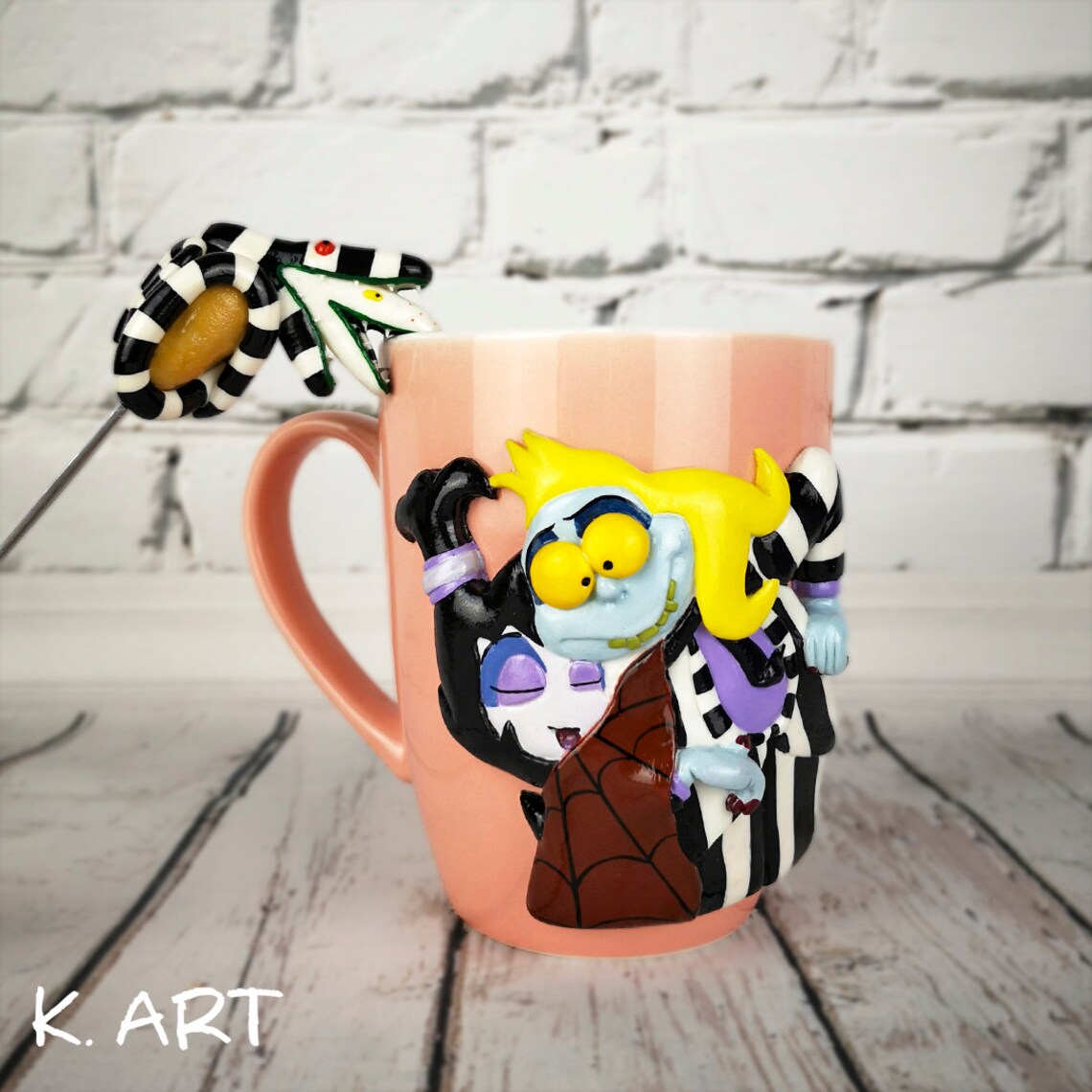 Beetlejuice cupTim Burtoncupmugmug with decorhandmade Etsy
