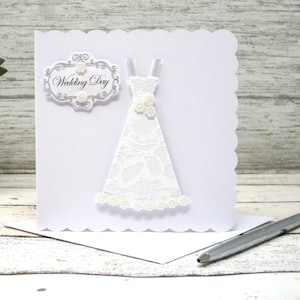 3D Einzigartige Hochzeitskleid Karte, Luxus Hochzeitskleid, Hochzeitskarten, Weißes Brautkleid, Hochzeitskleid, Kleid der Braut, 3D Hochzeitskleid