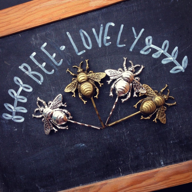 Hair Pin X 2 Bees Bobby Pins Pair Uk Shipping Included Etsy