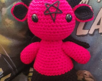 Baphomet devil cute creepy crochet goth gift idea