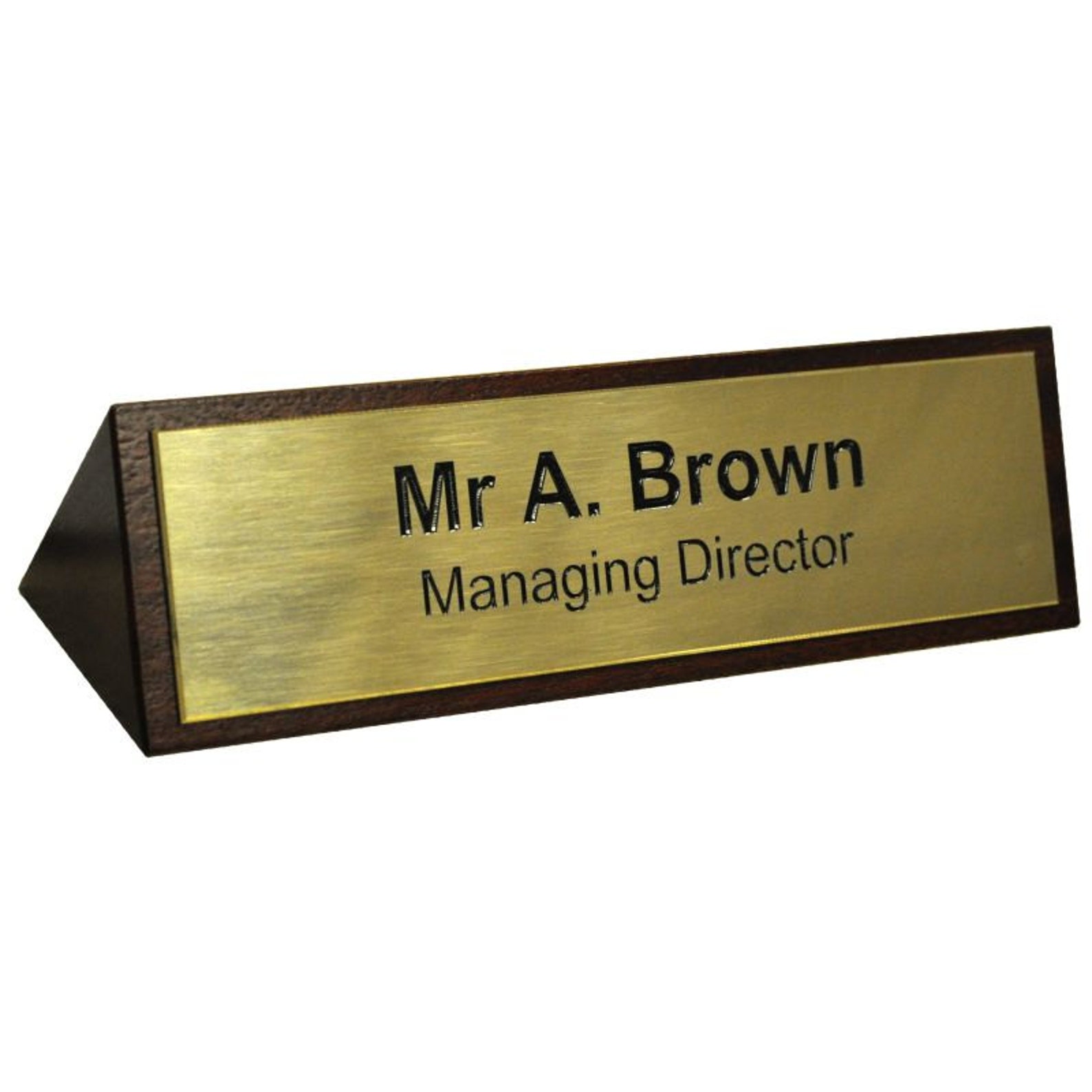 Mahogany Desk Sign With Engraved Solid Brass Front Plate. Name Etsy