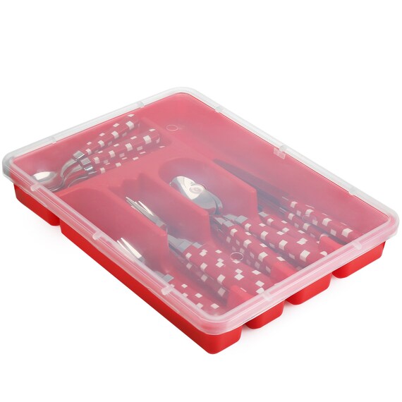 Plastic Flatware Tray With Lid Cutlery Bin With Cover Etsy