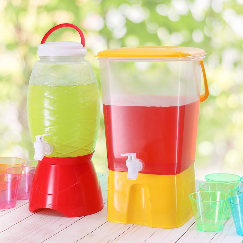 Party Plastic Beverage Dispenser with Stand Lemonade Iced Etsy