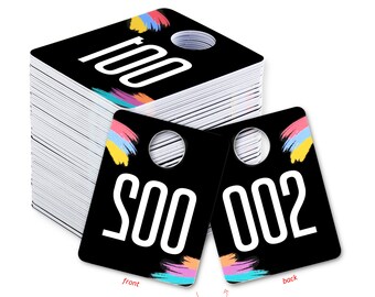 Plastic Live Sale Tags, Normal & Reverse Mirror Image Backwards Numbers, Facebook Sales Reversed Hanger Cards, Choose a 100 tag set, 001-500