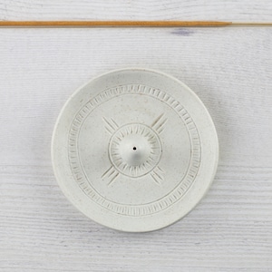 Round Handmade Incense Stick Holder, Hand Carved Ceramic Incense Burner