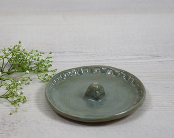 Handmade Incense Stick Burner, Ceramic Incense Holder, Housewarming Gift, Gray Green Incense Holder