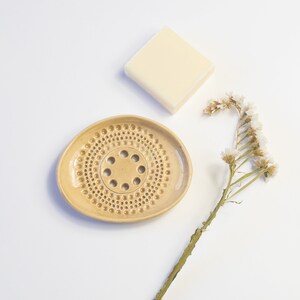 Unique Beige Ceramic Soap Dish With Holes