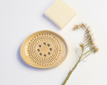 Unique Beige Ceramic Soap Dish With Holes