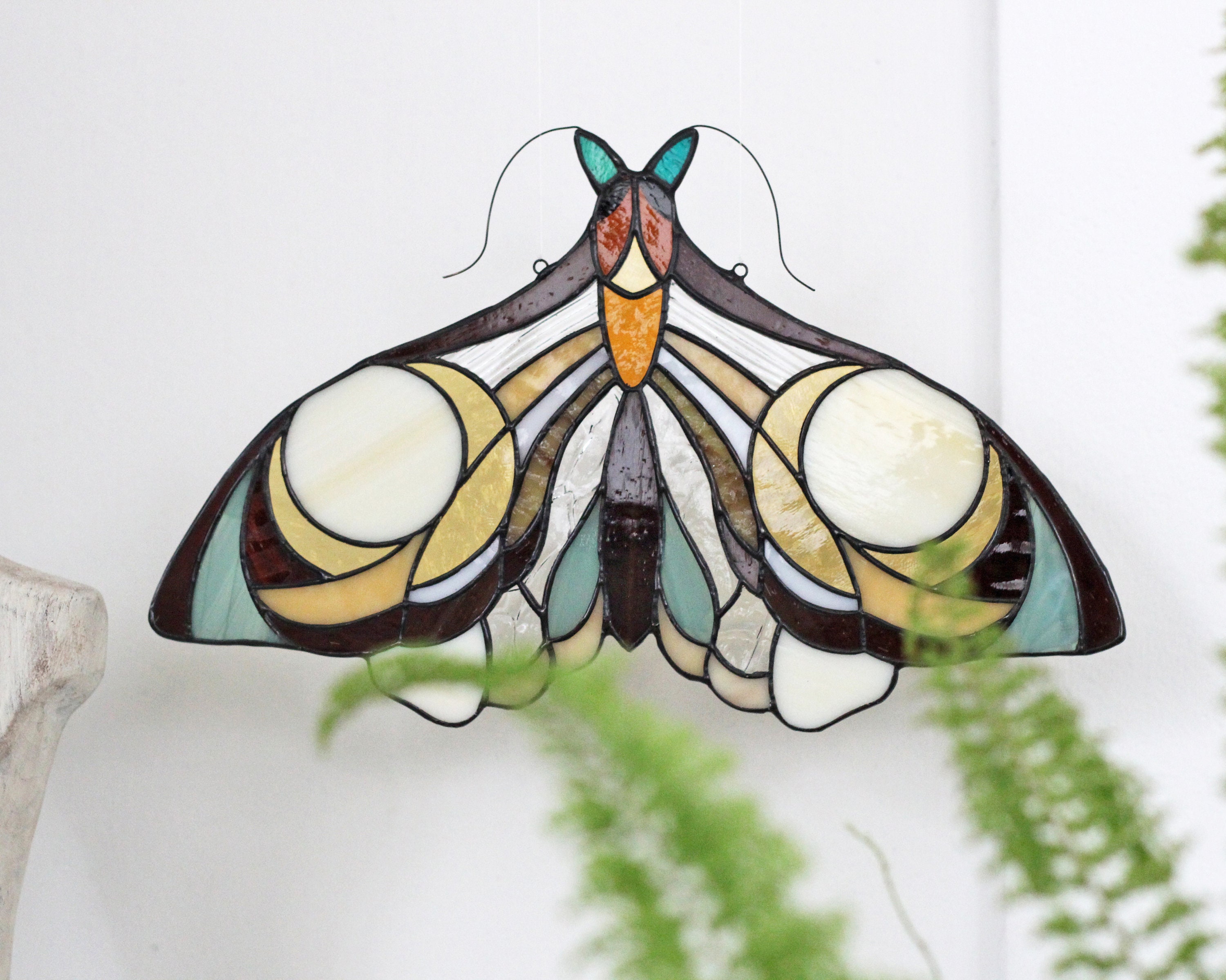 Stained Glass .Moth Suncatcher Stained Glass Panel Etsy