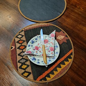 Plate Coaster,Special Design Placemat,Placemats ,Kilim Placemat,Rug Placemat,14X14&#39;&#39; set of 2,Kitchen Decor, Table Placemat, Kitchen Gift.