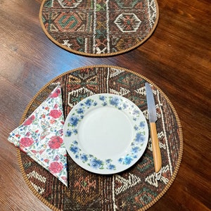American Service, Placemats ,Kilim Placemat,Rug Placemat,Plate mat,Plate Rug,dish mat,placemat ,placemat set ,14 inc,placemat set of 2