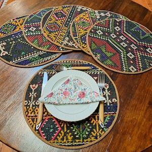 Kitchen Decor,Table Placemats,Kitchen Gifts,Plate Coasters,Special Design Placemats,Placemats ,Kilim Placemats,Rug Placemats,14X14&#39;&#39; set of6