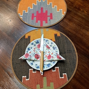American Service, Placemats ,Kilim Placemat,Rug Placemat,Plate mat,Plate Rug,dish mat,placemat ,placemat set ,14 inc,placemat set of 2