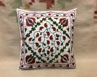 Pillows,Cushions,Pillow Cover,Embroidery Suzani Pillow Suzani cushion,embroidery pillows,cotton pillows,handmade pillows,cushion 17x17''