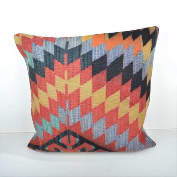 Large Kilim Pillow 25x25 Inch 64x64 Cm Huge Kilim Pillow Etsy