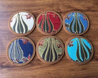 Tulip Fabric Coaster, Turkish Upholstery, Housewarming Gift