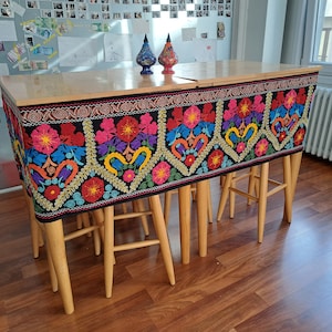 Handmade Suzani Table Runner: Embroidered Velvet Wall Hanging
