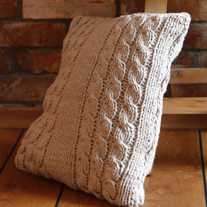 Knitting Pattern Pillow Cover with Cables ENG Tuturial to make with Ribbon XL Yarn