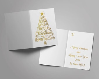 Gold Foiled Personalised Christmas Cards, Cute A6 Size