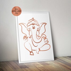 Ganesh Rose Gold foliert Druck - Hindu / indische Ganesha Druck für Meditation, Yoga, Haus, Housewarminggeschenk / Geschenk