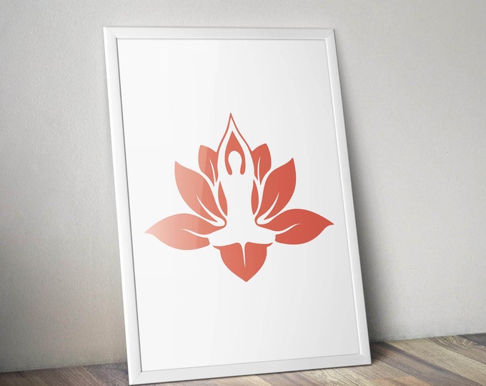 Yoga Wall Decor, Yoga Wall Art, Yoga Poster, Yoga Teacher Gift, Yoga Inspired Gifts, Yoga Print, Meditation Art, Yoga Gift, Lotus Print