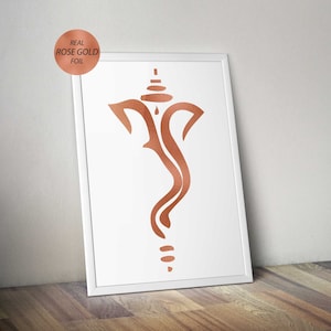Ganesh Rose Gold Folie Druck - indische / Hindu Ganesha vereitelt Print - Yoga, Meditation, Home Wall Decor - Housewarminggeschenk / Geschenk