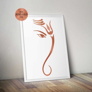 Echte Rose Gold Folie Druck Ganesh - Hindu / indischen Gott Ganesha - Meditation / Yoga Poster - Housewarminggeschenk / Geschenk